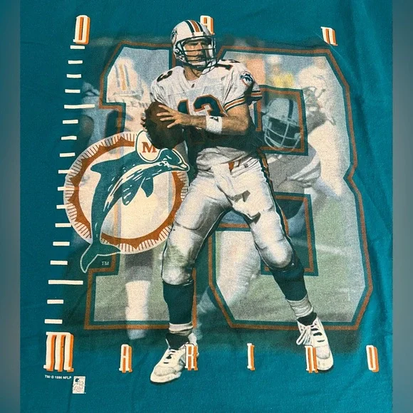 Vintage 1996 Dan Marino Miami Dolphins Single Stitch T Shirt Men’s 2XL USA - Picture 13 of 16